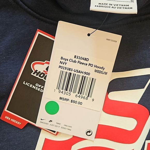 Nike Hoodie Pull Over Sweatshirt Blue Navy Red White USA Hockey Youth Boys Girls - Picture 6 of 9